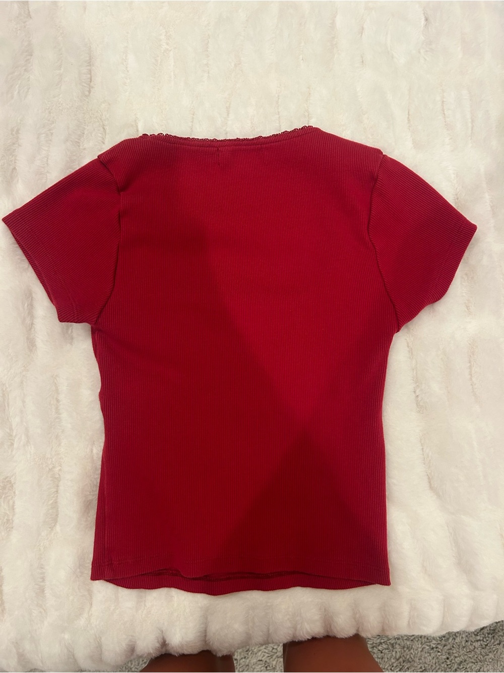 Motel Rocks Red Ribbed Scoop-Neck Tee with Bow - Picture 2 of 2